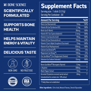 BONE SCIENCE Primeheight Multivitamin Powder for Kids & Teens, Bone & Immune Support, Sugar-Free Peach Flavor, 16 Key Nutrients, Easy Drink Mix, 30 Sticks - PrimeBioHealth - canada supplements
