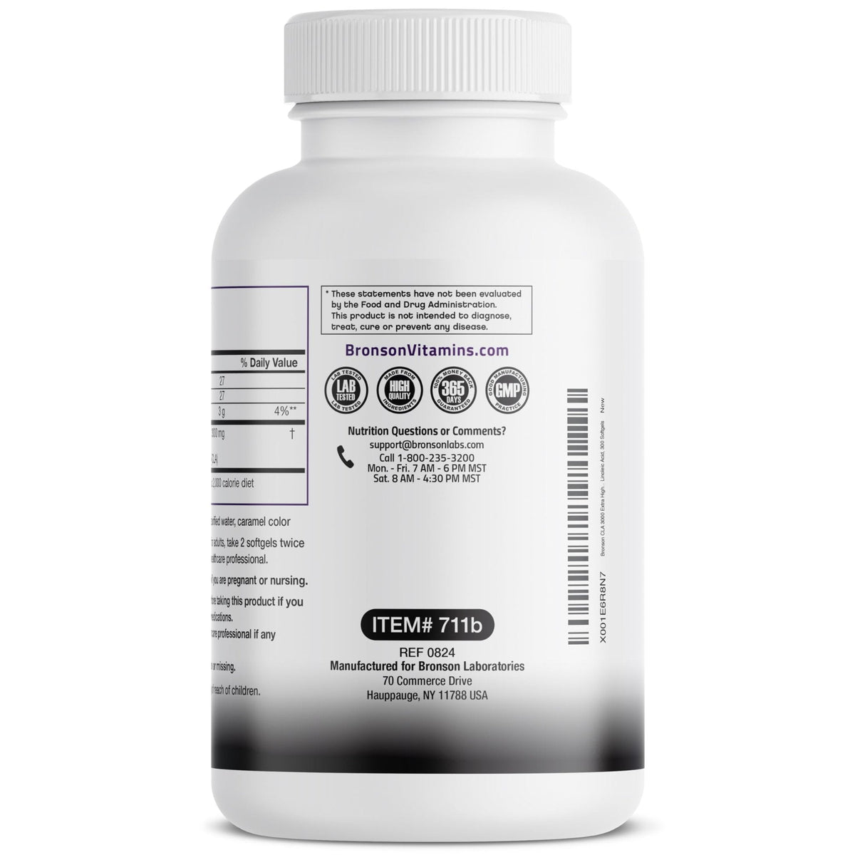Bronson CLA 3000 Extra High Potency Supports Healthy Weight Management Lean Muscle Mass Non-Stimulating Conjugated Linoleic Acid 120 Softgels - PrimeBioHealth - canada supplements