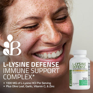 Bronson L-Lysine Defense Immune Support Complex 1500 MG L-Lysine Plus Olive Leaf, Garlic, Vitamin C and Zinc - Non-GMO, 90 Vegetarian Capsules - PrimeBioHealth - canada supplements