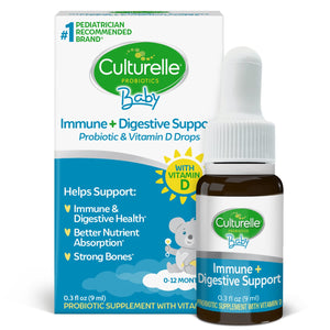 Culturelle Baby Probiotic Drops + Vitamin D, Immune & Digestive Health Support for Babies, Infants & Newborns 0-12 Months - PrimeBioHealth - canada supplements