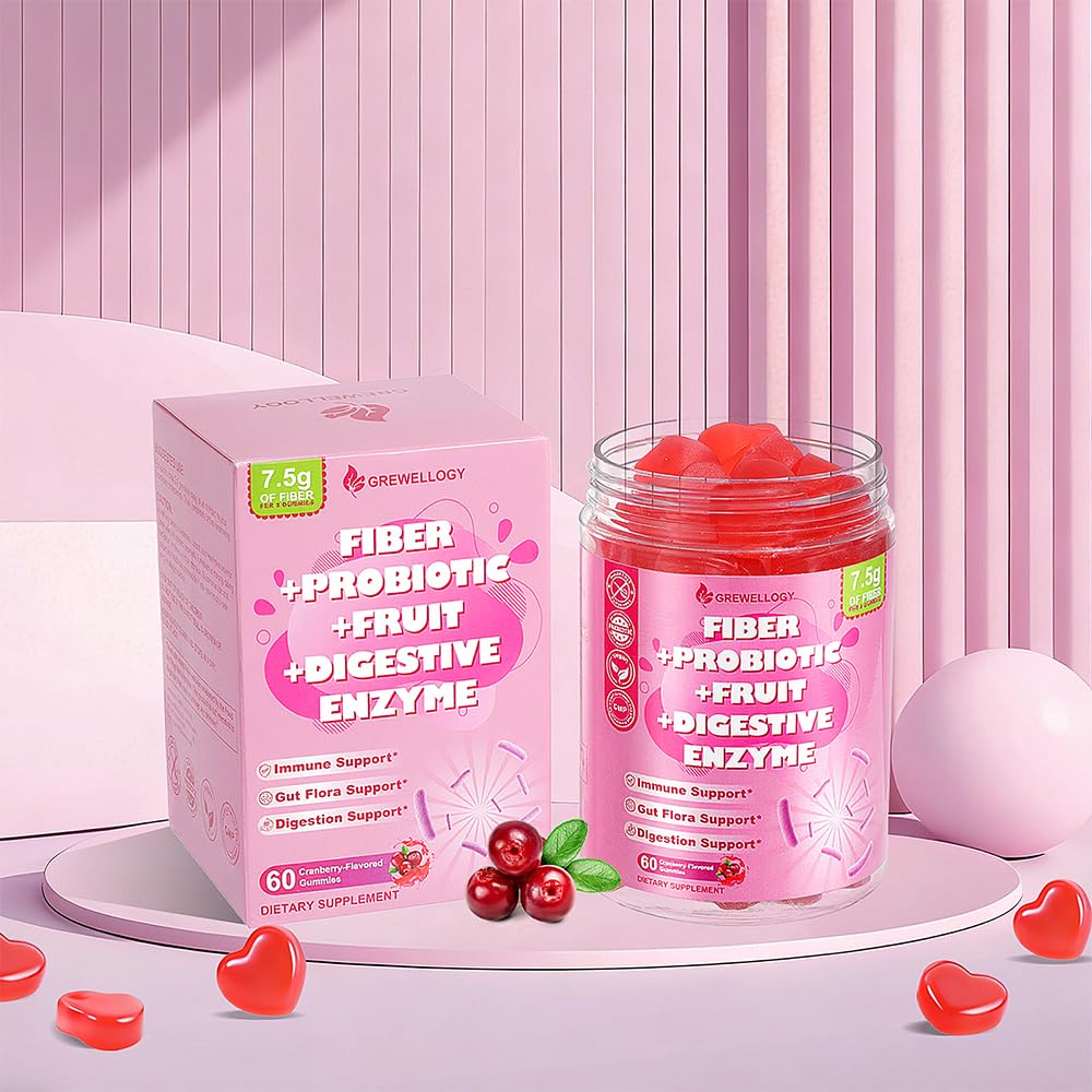 Fiber Gummies 7500mg, Probiotics & Digestive Enzymes, Sugar-Free, Vegan & Gluten-Free Supplement for Gut Health, Bloating Support & Regularity) - PrimeBioHealth - canada supplements