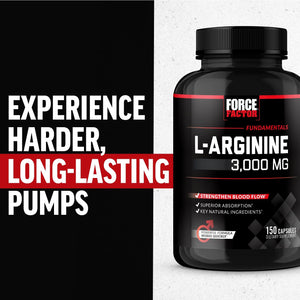 Force Factor L-Arginine Nitric Oxide Supplement with BioPerine to Help Build Muscle and Support Stronger Blood Flow, Circulation, Nutrient Delivery - PrimeBioHealth - canada supplements