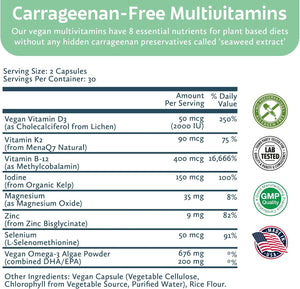Future Kind Carrageenan-Free Foundations Multivitamin for Women & Men with Omega-3, B12, D3, Zinc, Iodine, Magnesium, K2 & Selenium, Vegan, Compostable Bag (60ct) - PrimeBioHealth - canada supplements