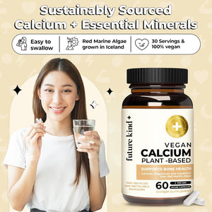 Future Kind Vegan Calcium Supplement - Plant-Based Calcium Magnesium Supplement Sourced from Iceland for Teeth & Bone Support (60 Capsules) - PrimeBioHealth - canada supplements