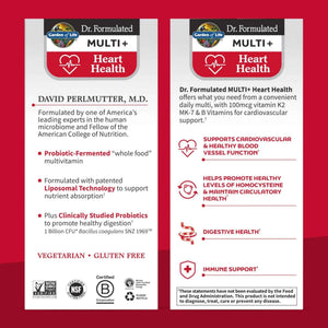Garden of Life Dr. Formulated Multi+ Heart Health - Fermented Liposomal Multivitamin + Vitamin K2 MK-7, B Vitamins & Probiotics
