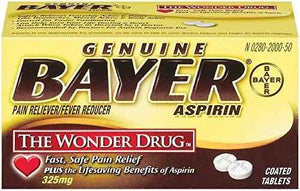 Genuine Bayer Aspirin 325mg Tablets, 50-Count (Pack of 2)