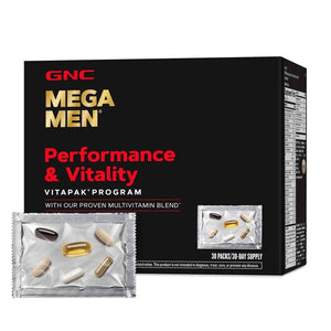 GNC Mega Men Performance and Vitality Vitapak Program, Convenient Complete Nutrition, 5 Products in 1 Packet, Circulation