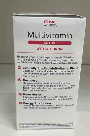 GNC Women's Multivitamin Active Without Iron, Supports an Active Lifestyle, 30+ Nutrient Formula, Promotes Bone & Joint Health