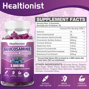 Healtionist 2 Packs 3000mg Glucosamine Chondroitin Gummies with MSM & Elderberry - PrimeBioHealth - canada supplements