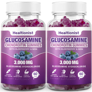 Healtionist 2 Packs 3000mg Glucosamine Chondroitin Gummies with MSM & Elderberry - PrimeBioHealth - canada supplements