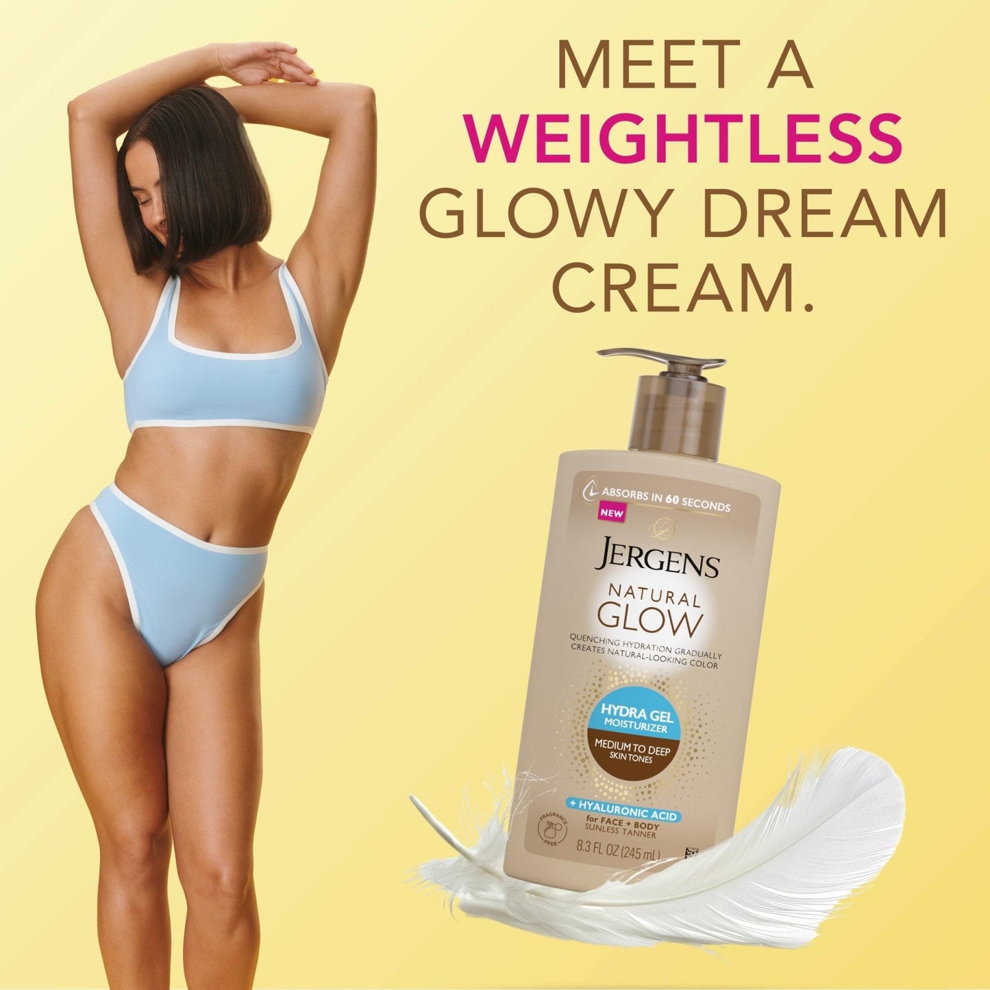 Jergens Natural Glow Hydra Gel Moisturizer, Hyaluronic Acid Tanning Lotion, Hydrating Tanning Gel, Fragrance-Free Self Tanner - PrimeBioHealth - canada supplements