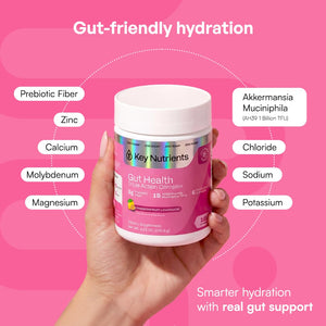KEY NUTRIENTS Gut Health Hydration – Passionfruit Lemonade, Fiber Supplement with 3g Prebiotic Fiber & Akkermansia Probiotics for Women and Men - PrimeBioHealth - canada supplements