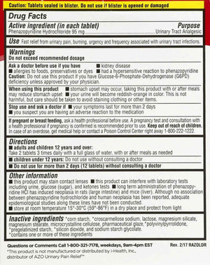 Leader Urinary Pain Relief Maximum Strength, Urinary Tract Analgesic, Relieves Burning and Urgency, Phenazopyridine Hydrochloride 95 mg, for Adults, Both Men & Women, 30 Tablets