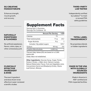 LEGION Creatine Monohydrate Gummies – Clean Chewable Creatine Supplement for Strength, Endurance & Muscle Recovery – 30 Sour Watermelon Flavor Servings - PrimeBioHealth - canada supplements