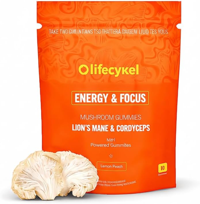 Life Cykel Premium Mushroom Extract Liquid Bundle – Lion’s Mane, Cordyceps, Reishi, Chaga, Turkey Tail & Shiitake (1oz Each) with Included Energy Gummies (10-Count), for Vitality & Mental Clarity - PrimeBioHealth - canada supplements