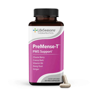 LifeSeasons - PreMense-T - PMS Relief Supplement - Support for Pre-Menstrual Symptoms, Cramping & Breast Tenderness - Nourish Tissue - Ginger Crampbark Dong Quai Chasteberry & Vitamin B6-60 Capsules