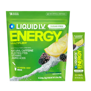 Liquid I.V.® Hydration Multiplier Sugar-Free + Energy - Blackberry Lemonade | Electrolyte Powder Drink Mix | 1 Pack (14 Servings) - PrimeBioHealth - canada supplements