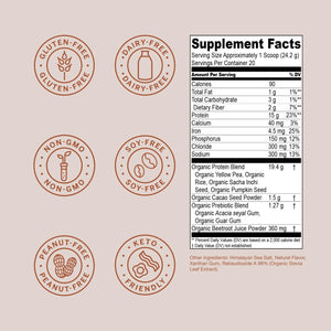 Live Conscious Cosmic Cacao - Organic Vegan Protein Powder, Chocolate Flavor, Plant-Based Blend - Pea Protein, Brown Rice, Pumpkin, Sacha Inchi - 20 Servings, 17 oz - PrimeBioHealth - canada supplements