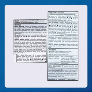 MAJOR Aspirin Low Dose 81 Mg - Pain Reliever (NSAID) - Enteric Coated - 250 Tablets
