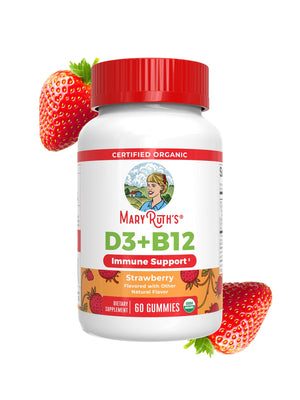 MARYRUTH'S Organic Vitamin D3 + B12 Gummies for Ages 4+ | Bone Health | Immune Support | Energy Metabolism | Cognitive Function | Vegan | Non-GMO - PrimeBioHealth - canada supplements