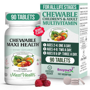 Maxi Health Chewable Multivitamin for Kids, Teens and Adults - Cherry Chewable Vitamins for Adults & Children