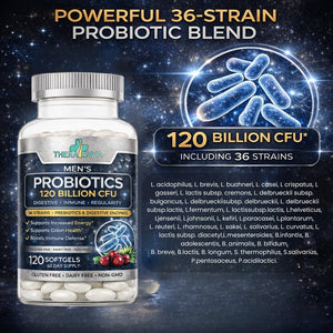 Men’s Advanced Probiotics 120 Billion CFU - 36 Strains + Prebiotics, Enzymes & Veggie Blend for Gut, Immune & Colon Health - 2 Month Supply, 120 Softgels - PrimeBioHealth - canada supplements