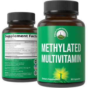 Methylated Multivitamin + Methylated B Complex Supplement. With Trimethylglycine (TMG), L Methylfolate, Methyl B12 + B1 + B2 + B6 Vitamins + Choline