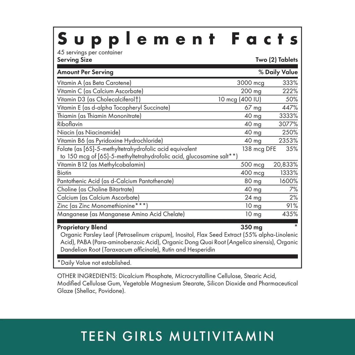 MICHAEL'S Health Naturopathic Programs Teen Girls Multivitamin - 90 Vegetarian Tablets - with B Complex Vitamins