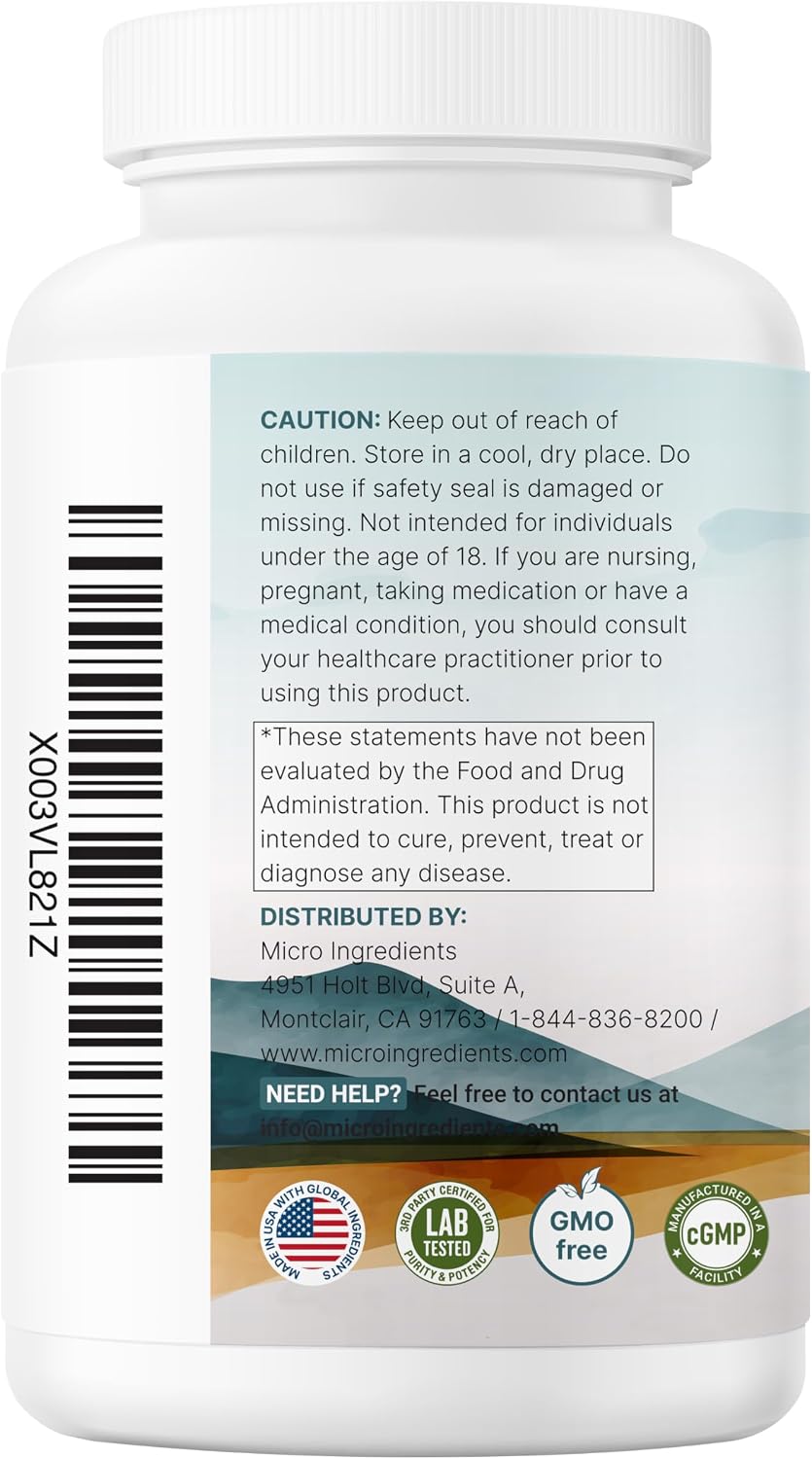 Micro Ingredients Magnesium Glycinate 500mg Per Serving, 240 Capsules | Potent Elemental Form, Chelated, High Absorption | Healthy Muscle, Bones, & Mood Support Supplement | Non-GMO - PrimeBioHealth - canada supplements