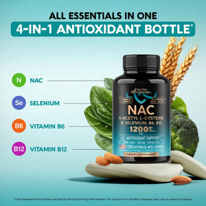 NAC Supplement | Selenium | B6 | B12 - Antioxidant, Immune Support - N Acetyl Cysteine 600 mg per Capsule, 1200 mg per Serving - Made in USA - Non-GMO, Gluten-Free - PrimeBioHealth - canada supplements