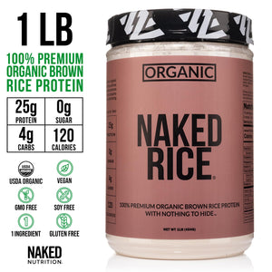 NAKED Rice 1Lb - Organic Brown Rice Protein Powder - Vegan Protein Powder, GMO Free, Gluten Free & Soy Free. Plant-Based Protein, - PrimeBioHealth - canada supplements