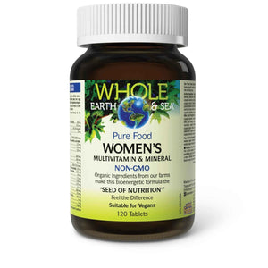 Natural Factors Whole Earth & Sea Women's Multivitamin & Mineral, Whole Food Supplement, Vegan, 120 Tablets