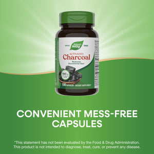 Nature's Way Activated Charcoal, Binds Unwanted Materials and Gas in the Digestive Tract*, 560 mg per 2-Capsule Serving, - PrimeBioHealth - canada supplements