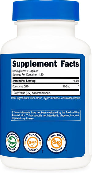 Nutricost CoQ10 100mg, 120 Vegetarian Capsules, 120 Servings - High Absorption, Vegetarian, Non-GMO, Coenzyme Q10 - PrimeBioHealth - canada supplements