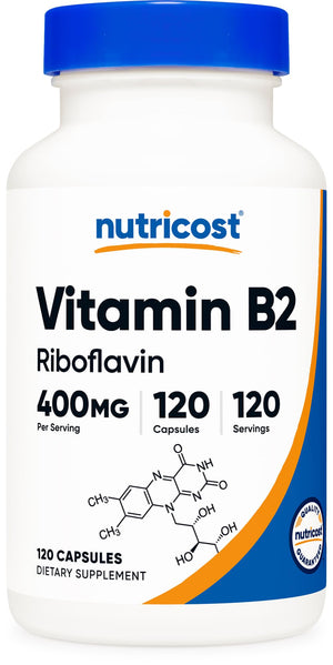 Nutricost Vitamin B2 (Riboflavin) 400mg, 120 Capsules - Gluten Free, Non-GMO - PrimeBioHealth - canada supplements