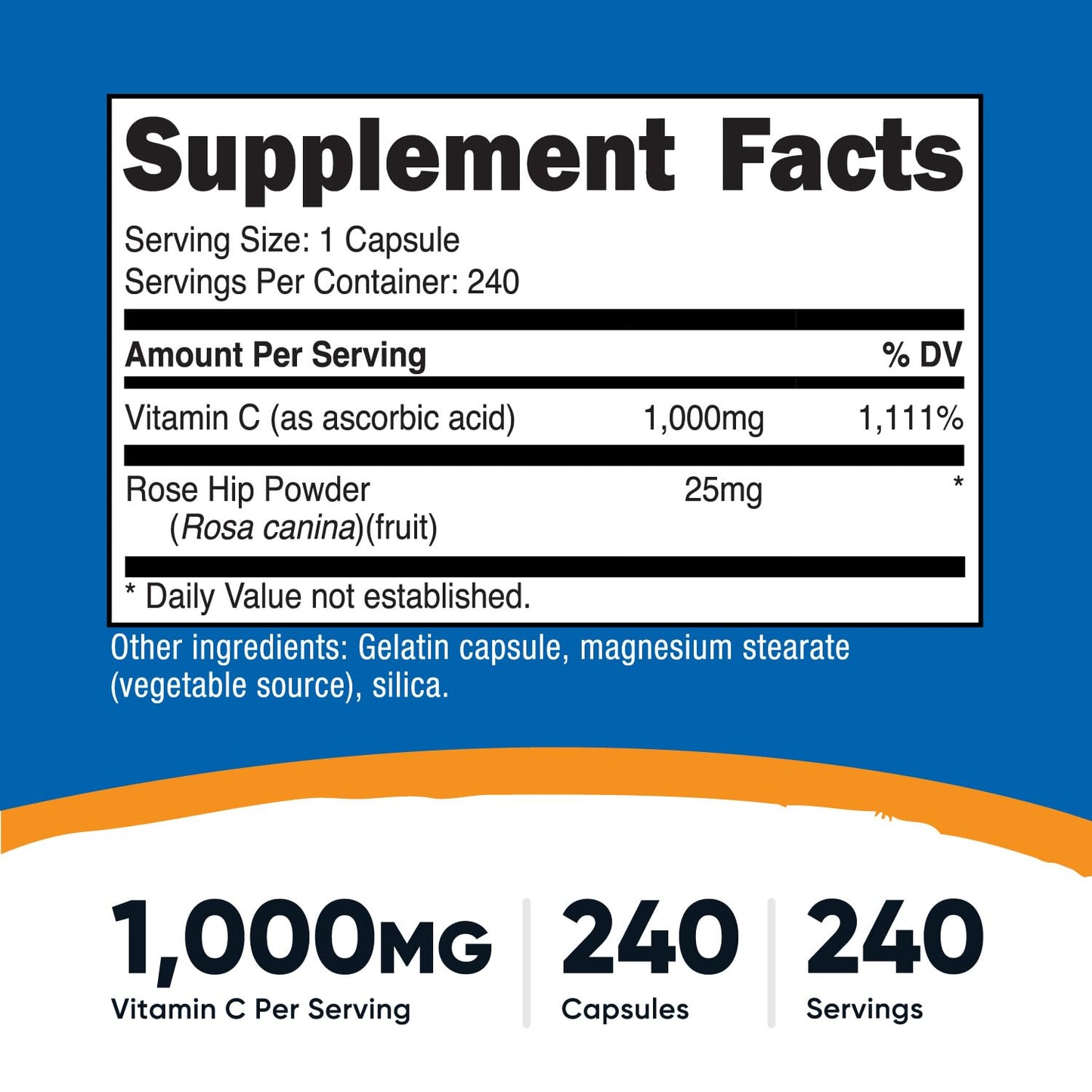 Nutricost Vitamin C with Rose Hips 1025mg, 240 Capsules - Vitamin C 1,000mg, Rose Hips 25mg, Premium - PrimeBioHealth - canada supplements