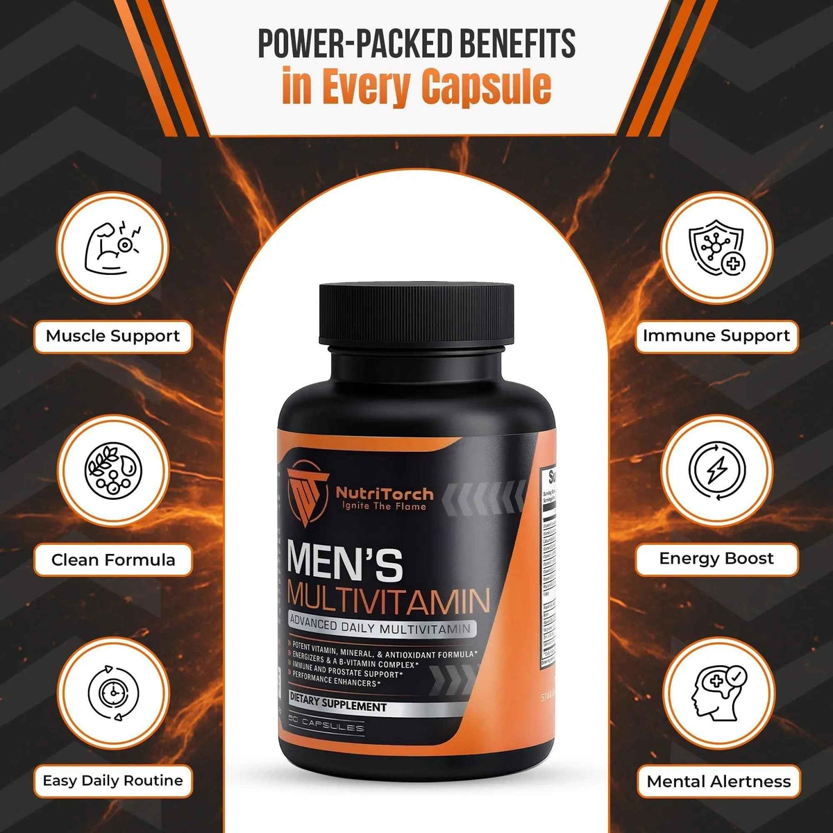 NutriTorch Multivitamin for Men – Adult Dietary Supplement with Vitamins A, C & D, Minerals & Antioxidants for Immune Support, Increased Energy