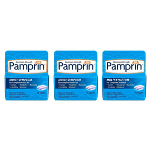 Pamprin Multi-Symptom Formula, with Acetaminophen, Menstrual Period Symptoms Relief, 20 Caplets (Pack of 3)