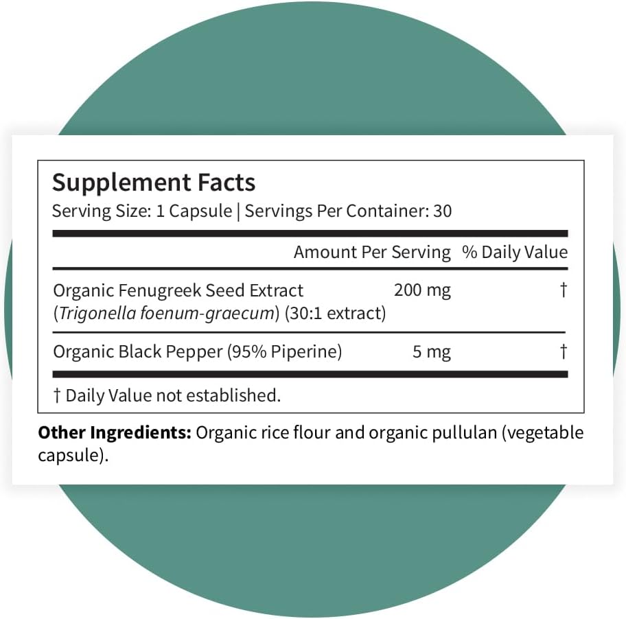 Pattern Wellness Organic Fenugreek Capsules – 30:1 Fenugreek Seed Extract with Black Pepper – Metabolic & Digestive Support Supplement – Vegan, Non-GMO – 30 Capsules - PrimeBioHealth - canada supplements