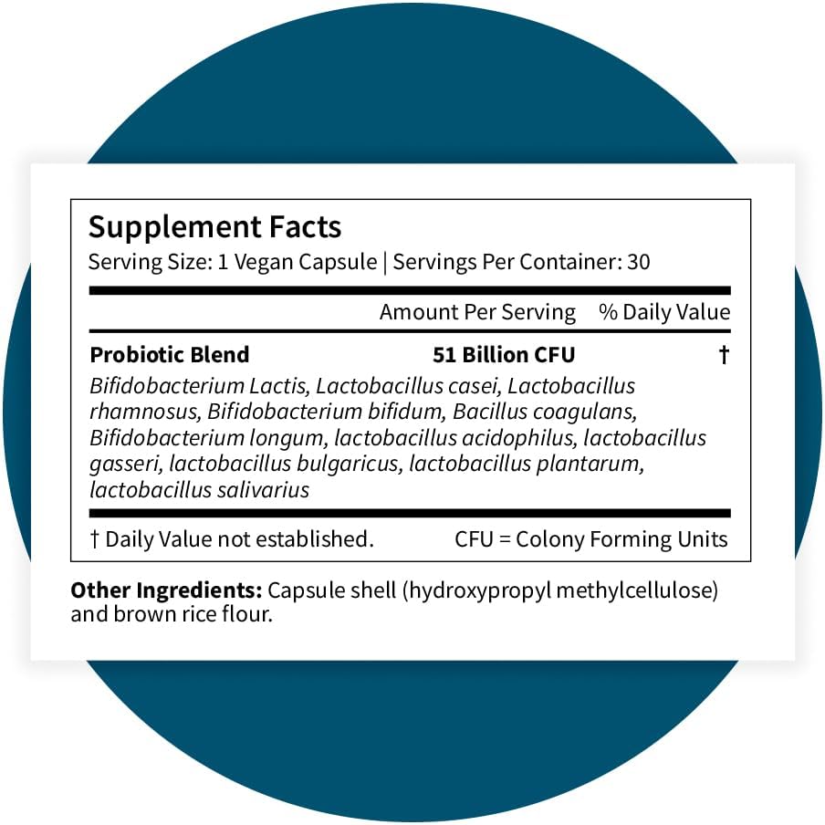 Pattern Wellness Probiotic Supplement – 30 Vegan Capsules | 51 Billion CFU – Supports Digestive Balance & Gut Wellness – Mindfully Sourced, Non-GMO - PrimeBioHealth - canada supplements