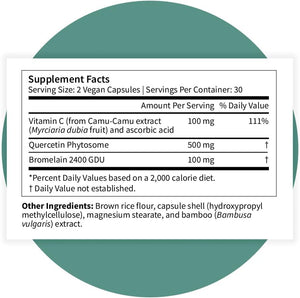 Pattern Wellness Quercetin Supplement with Bromelain - Immune Function & Cellular Health Support - Antioxidant & Whole Body Wellness - 60 Vegan Capsules - PrimeBioHealth - canada supplements