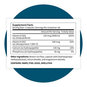 Pattern Wellness Vitamin K2 & D3 Supplement with Calcium – Bone Health, Circulatory Wellness & Immune Support - Non-GMO - 60 Capsules - PrimeBioHealth - canada supplements