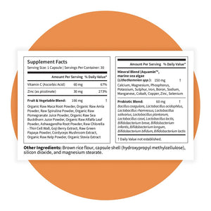 Pattern Wellness Zinc Complex – Supports Immune, Skin & Digestive Health – High Absorption Zinc with Vitamin C, Probiotics & Natural Blends – 30 Vegan Capsules - PrimeBioHealth - canada supplements