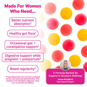 Pink Stork Prenatal Fiber Gummies for Women - 3g Prebiotic Inulin from Chicory Root - Natural Pregnancy & Postpartum Stool Softeners - PrimeBioHealth - canada supplements