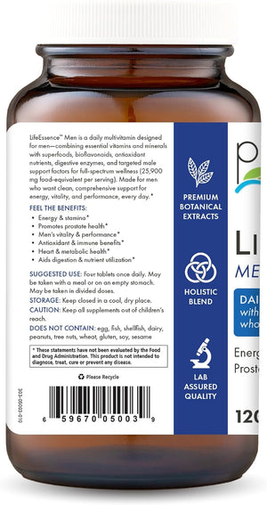 PURE ESSENCE LABS LifeEssence Mens Formula - World's Most Energetic Multiple - The Master Multiple - 120 Tablets - PrimeBioHealth - canada supplements