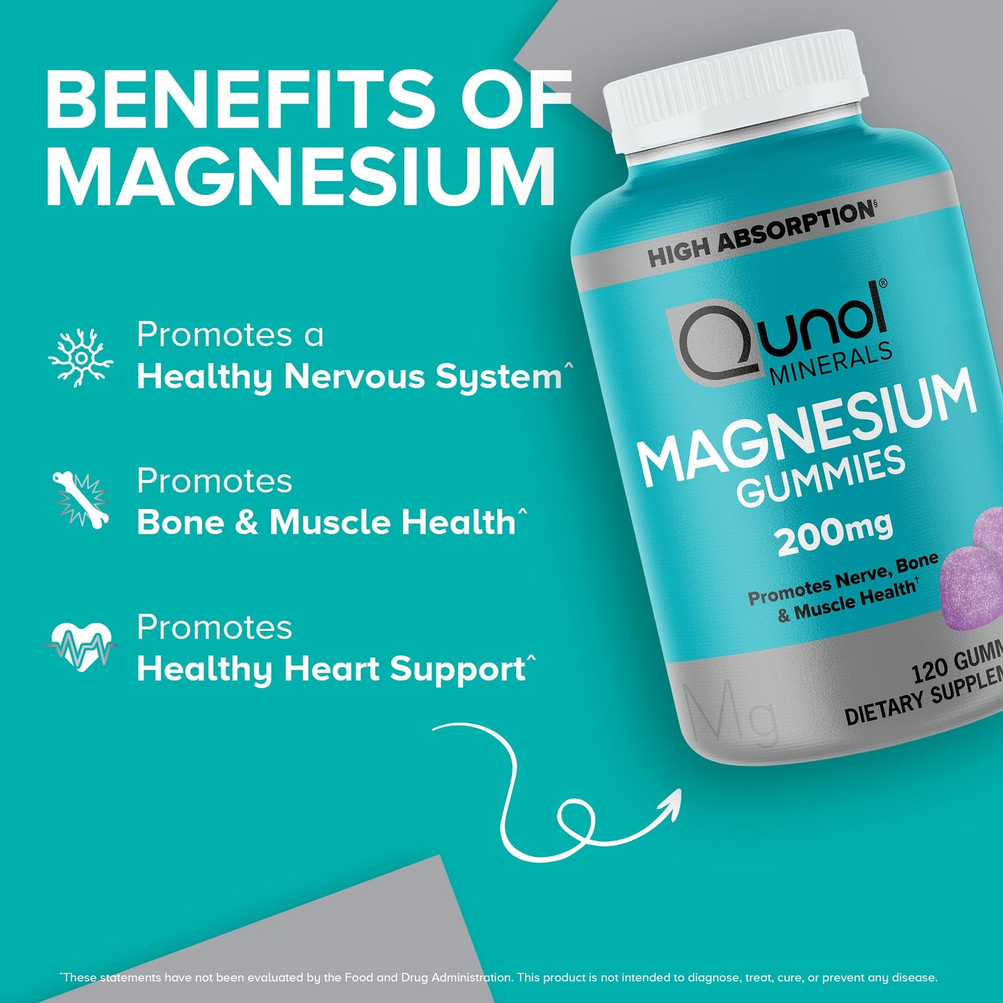 Qunol Magnesium Gummies for Adults, 200mg Elemental Magnesium (from 1,750mg Magnesium Citrate), High Absorption Magnesium Supplement, Supports Nerve, - PrimeBioHealth - canada supplements