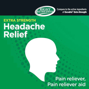 RIGHT REMEDIES Extra Strength Headache Relief with Acetaminophen, Aspirin (NSAID) & Caffeine, (300 caplets), Back & Body Pain Relief, Compare to The Active Ingredients in Excedrin® Extra Strength