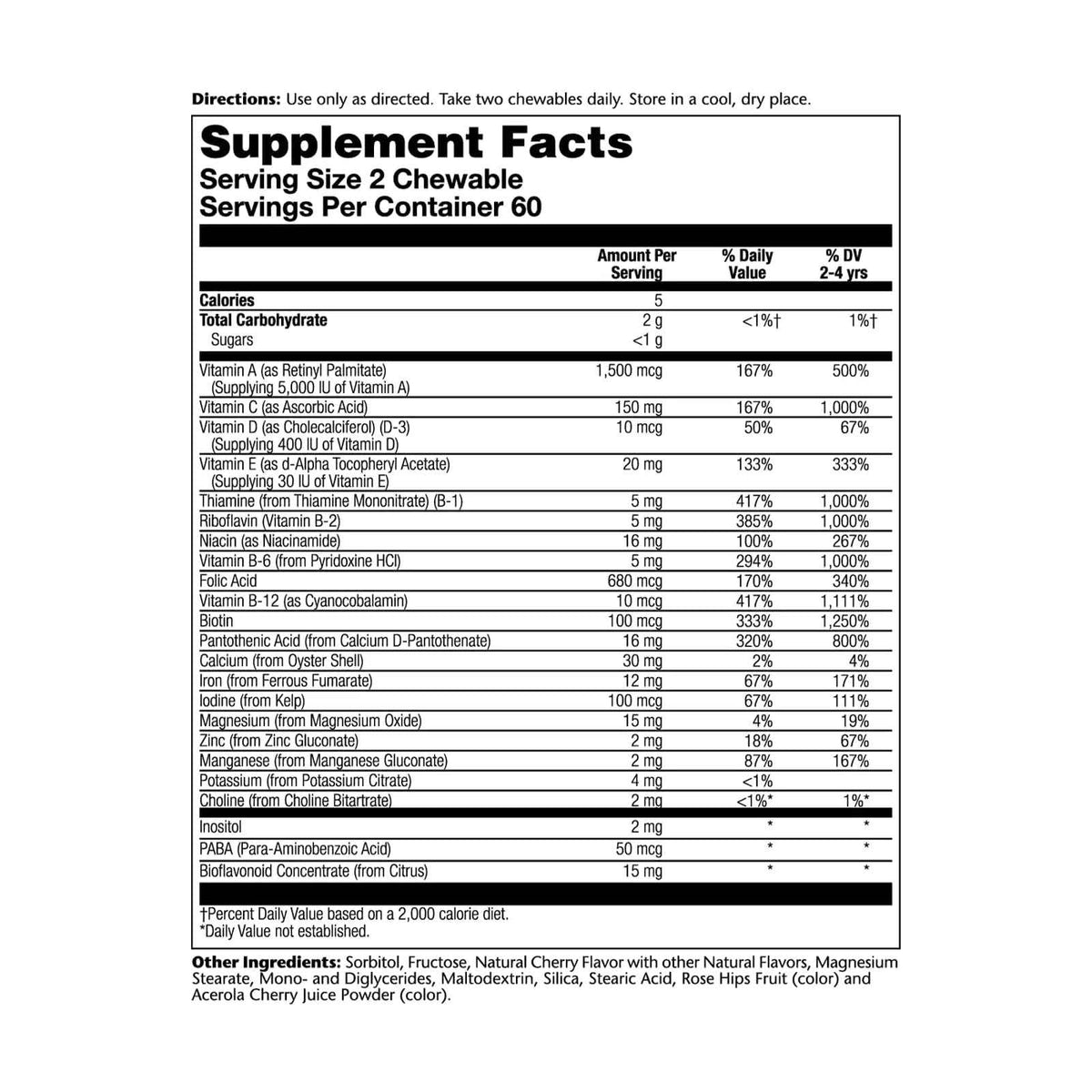 SOLARAY Childrens Vitamins & Minerals Complete Multivitamin for Kids Great Black Cherry Flavor