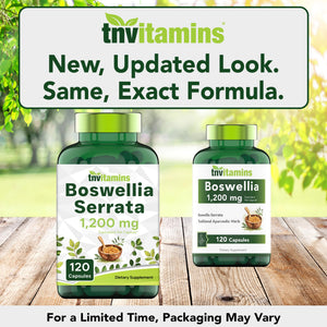 tnvitamins Boswellia Extract Capsules, 120 Count | 1,200 mg Per Capsule | 65% Boswellic Acids + 10:1 Concentrated Extract | Boswellia Serrata - PrimeBioHealth - canada supplements