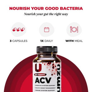 UMZU zuACV Apple Cider Vinegar + Prebiotics Supplement, (30 Day Supply) – ACV & Inulin Fiber Blend – Gut Health Support with ACV Capsules - PrimeBioHealth - canada supplements